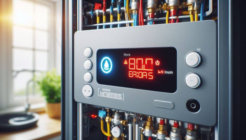 Close-up of boiler error code during emergency breakdown