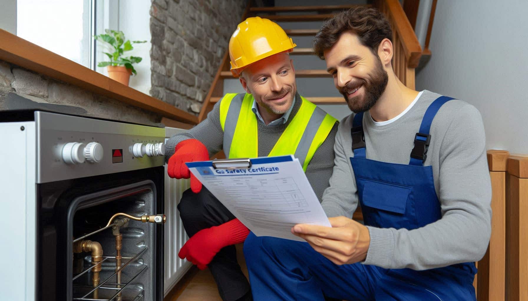 Engineer following cooker installation regulations in a London flat