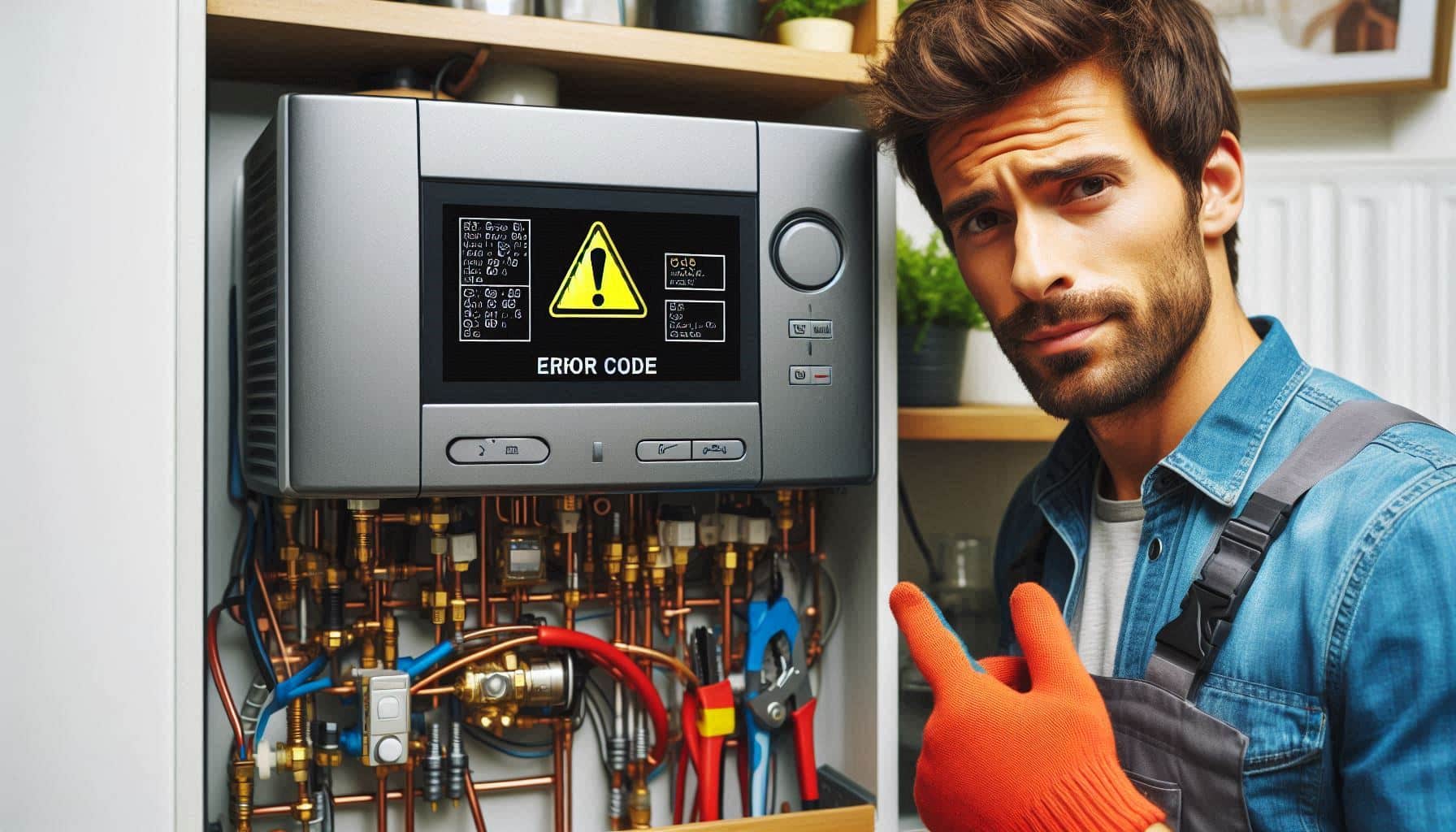 Gas engineer inspecting a boiler during safety check in a London home