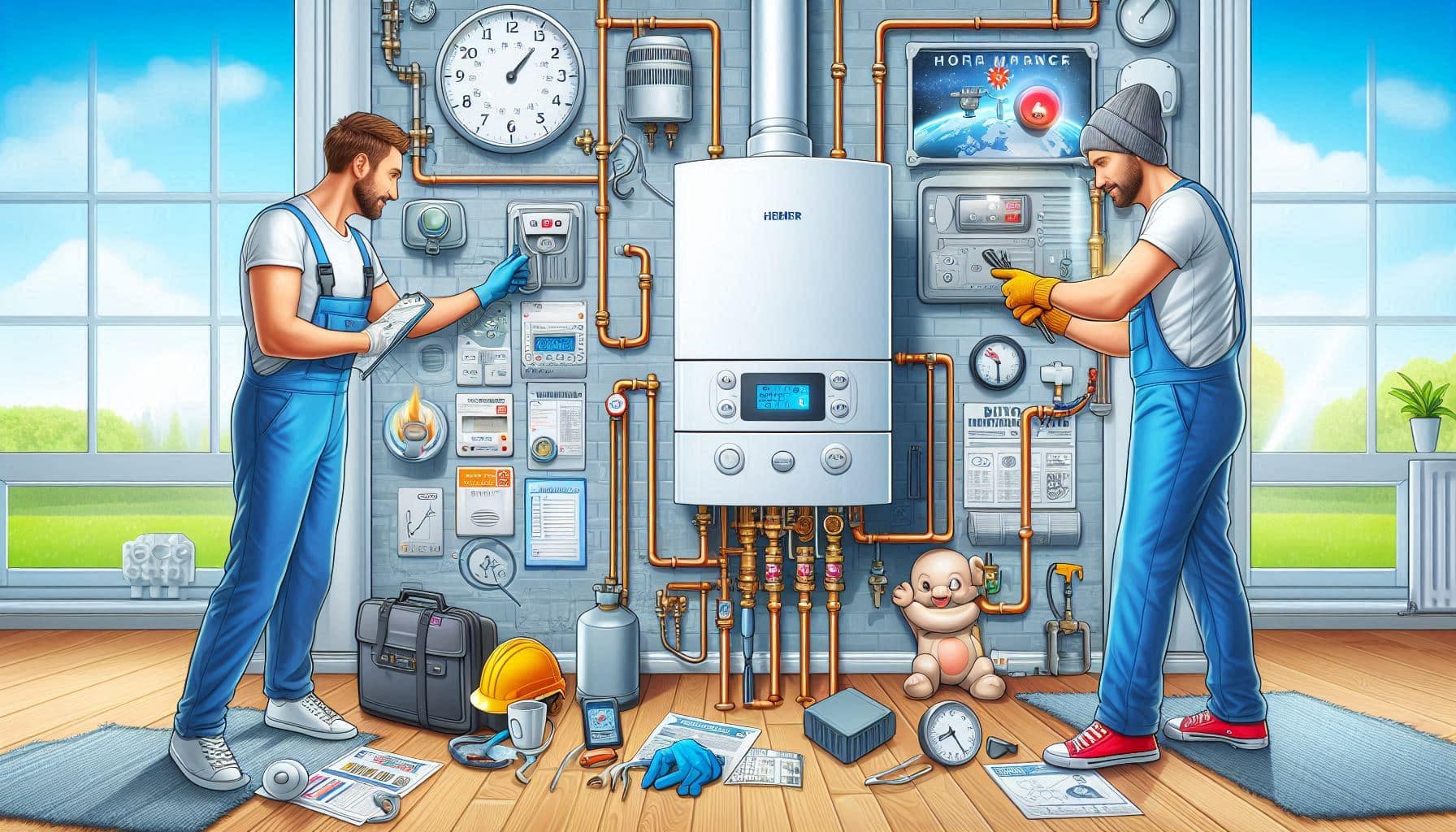 Certified engineer conducting boiler maintenance in a London property