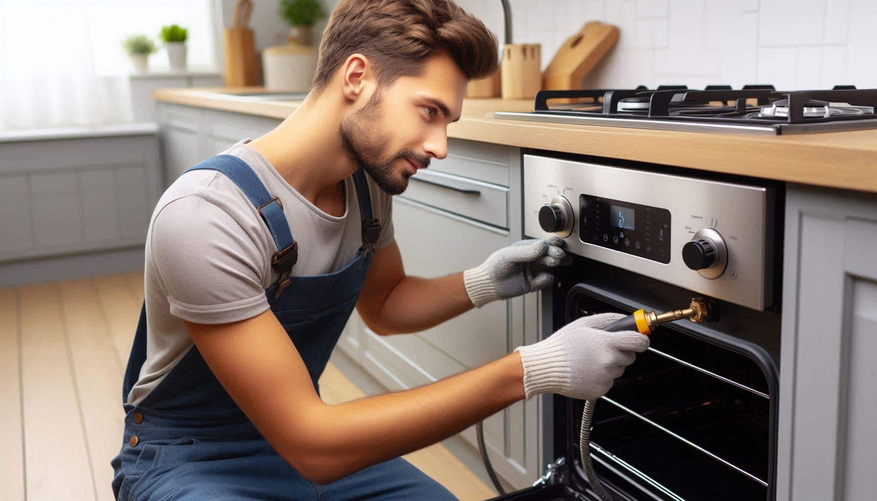 Certified gas engineer performing cooker installation in London
