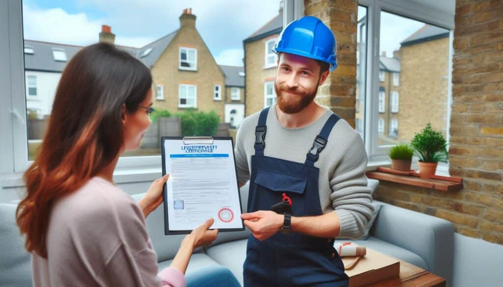 Landlord receiving EICR electrical safety certificate in London
