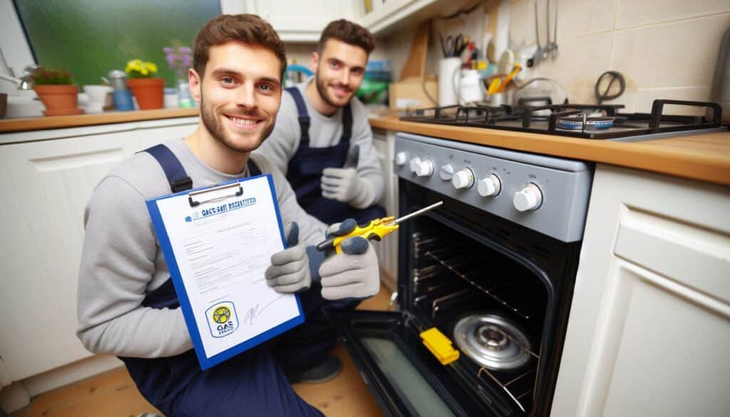 Tools and gas safety certificate used for cooker installation in London