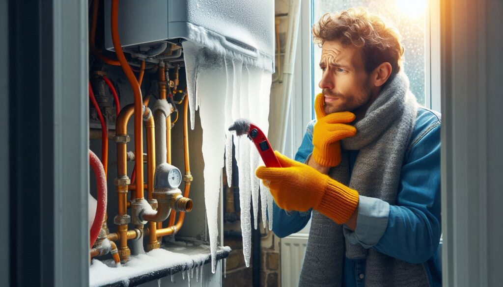 Frozen condensate pipe causing boiler issues during winter in London