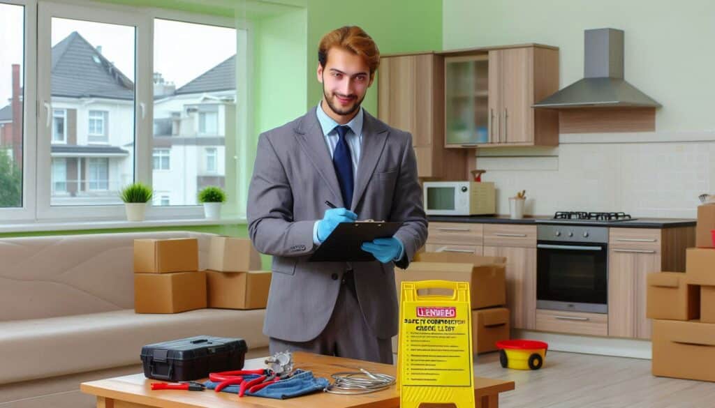Property compliance certificates including gas safety, EICR, and EPC on a table
