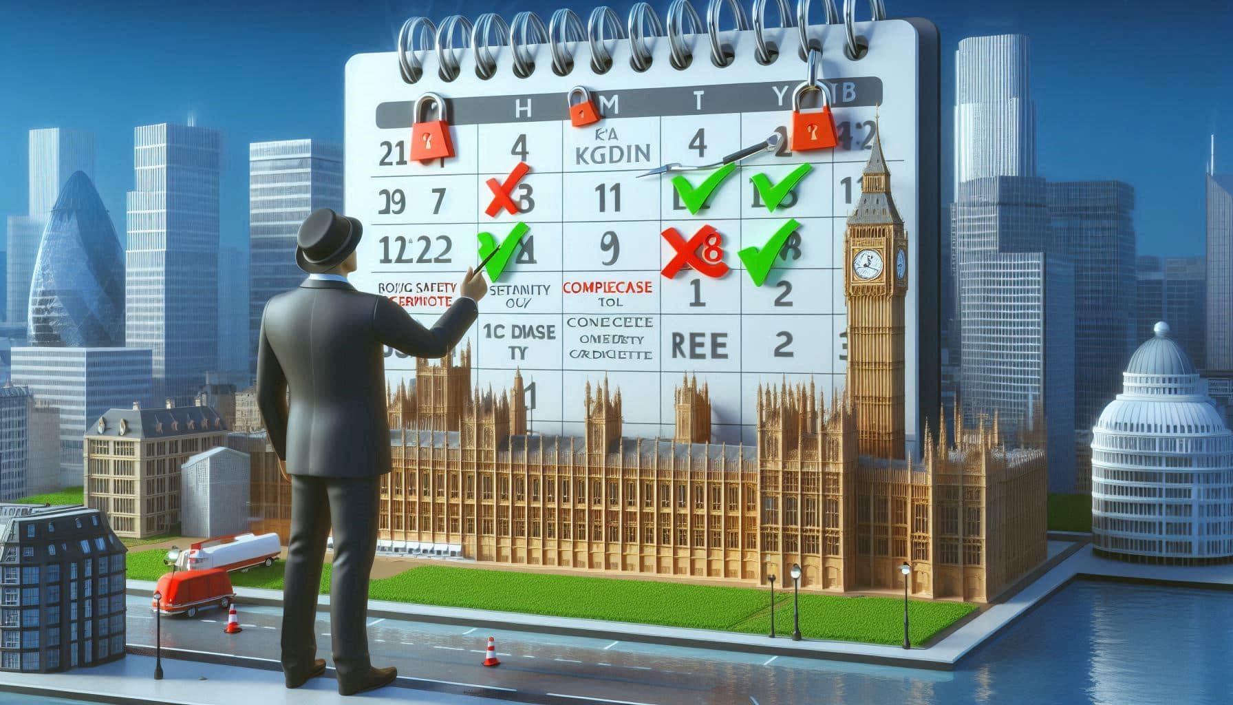 London landlord marking certificate deadlines on safety compliance calendar