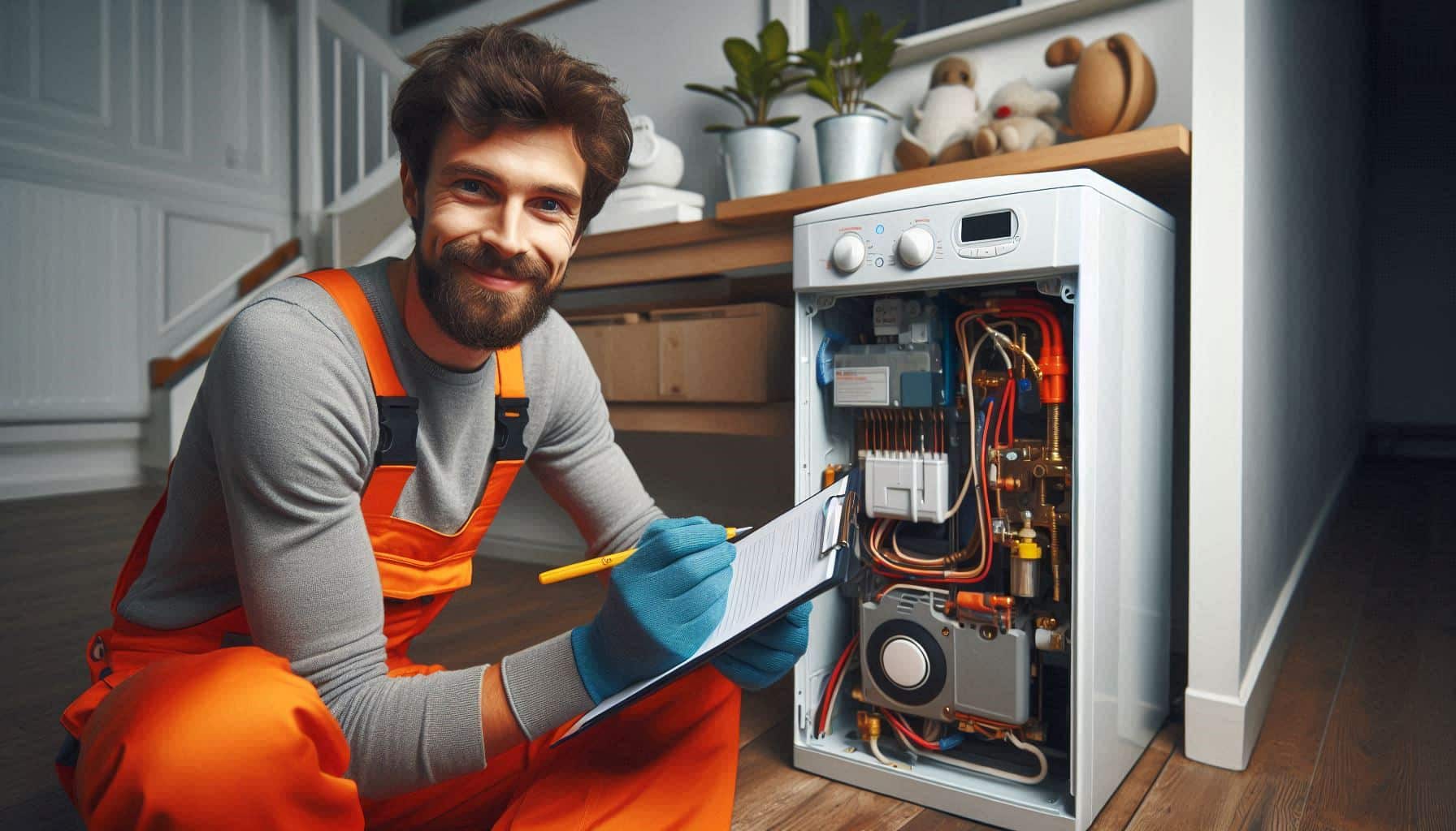 Gas Safe engineer completing a legal boiler replacement UK in a London home