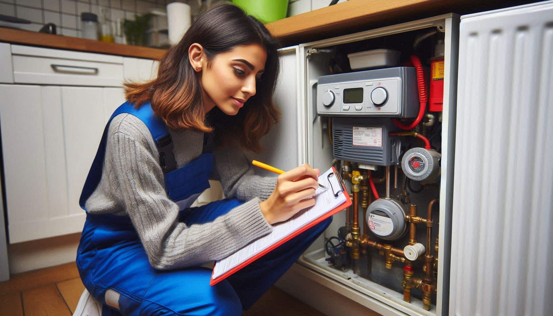 Gas engineer performing a check in a London flat to ensure tenant communication safety