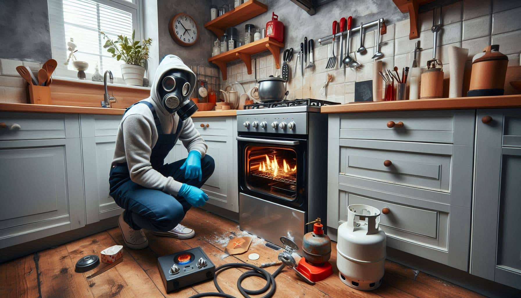 Signs of bad cooker fitting in London rental property