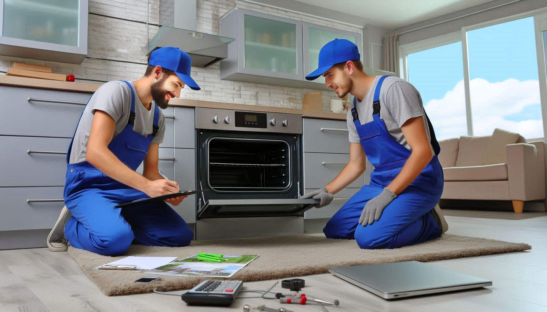 Certified engineer performing flat cooker fitting in a London apartment