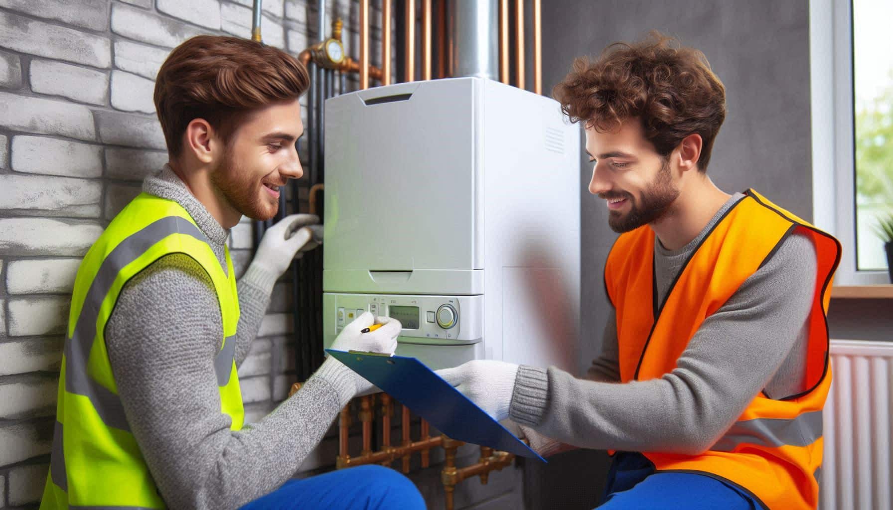 Professional engineer performing noisy boiler repair in a London home