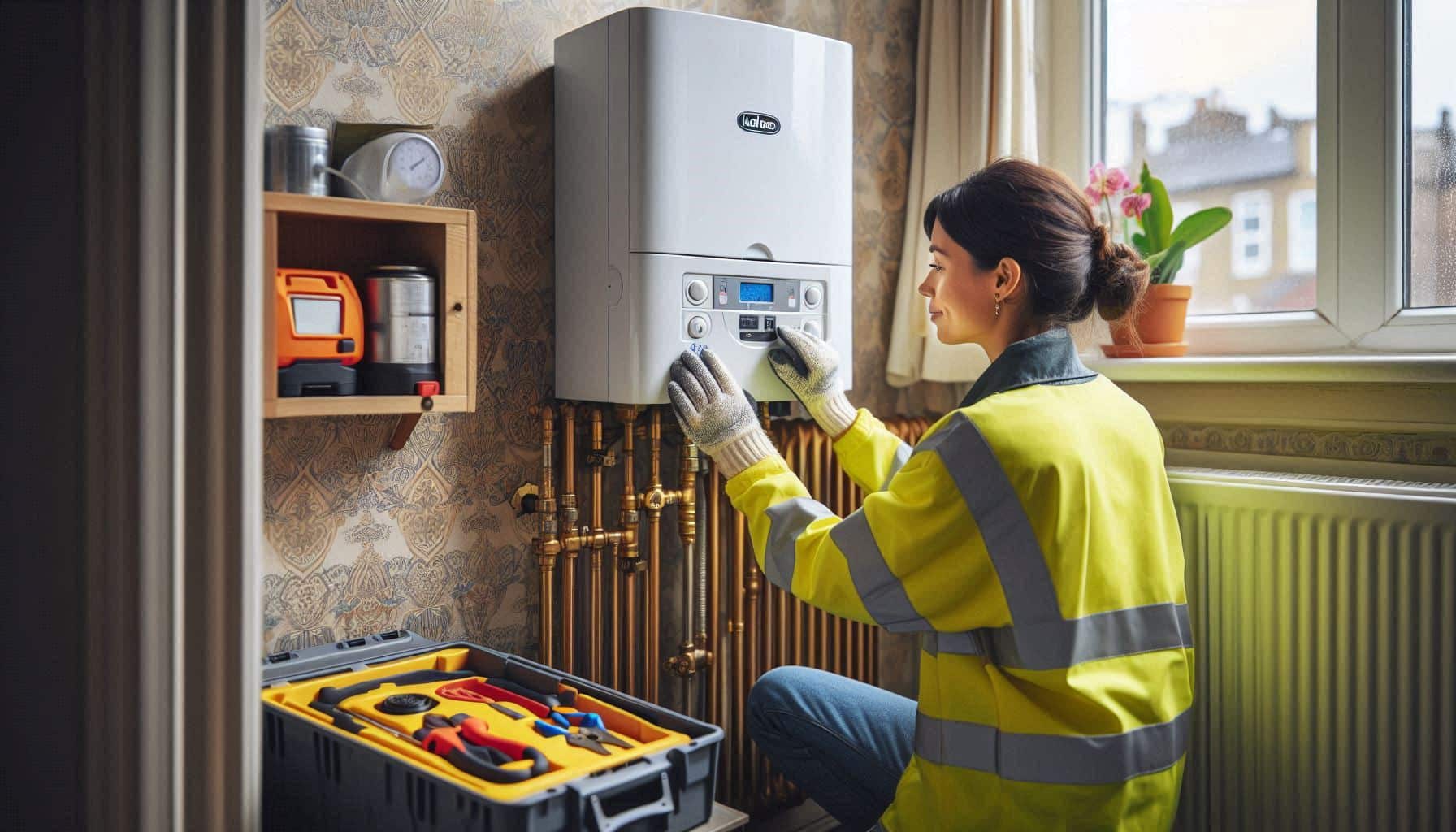 Landlord following boiler bleeding instructions to improve radiator heat in a London rental property
