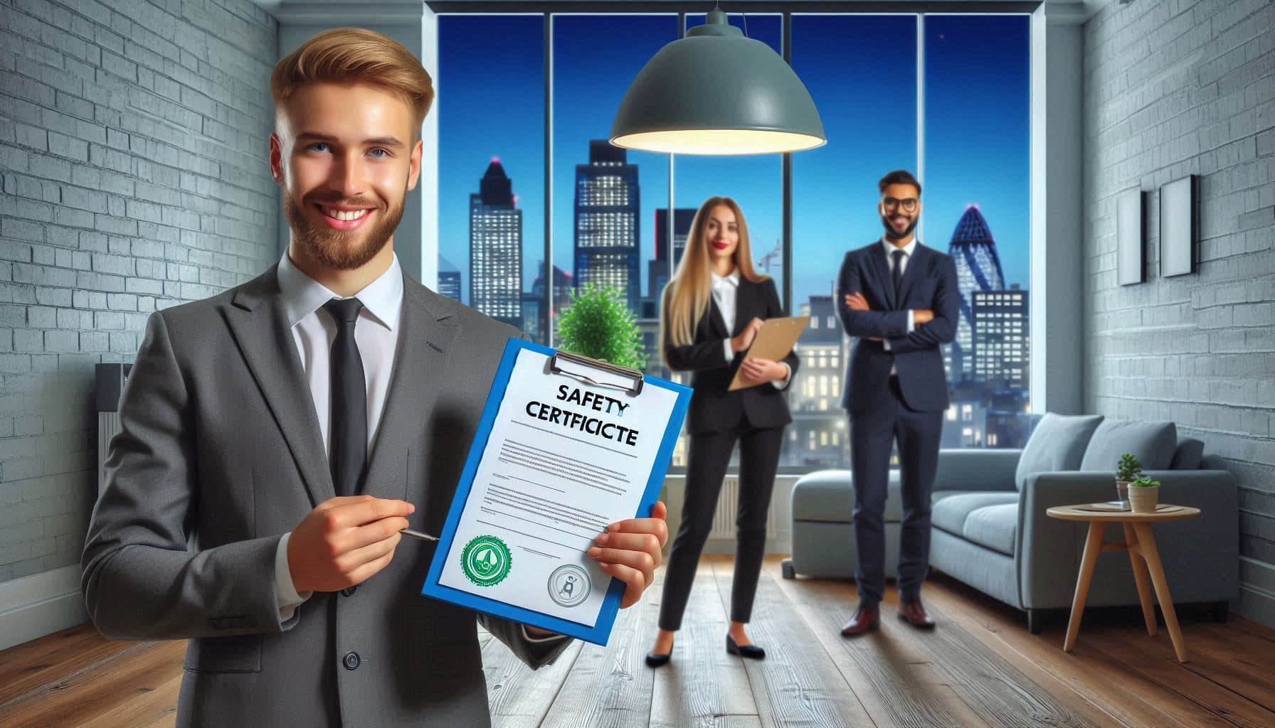 Gas engineer showing Gas Safe ID card during a safety inspection in London for fraud prevention.