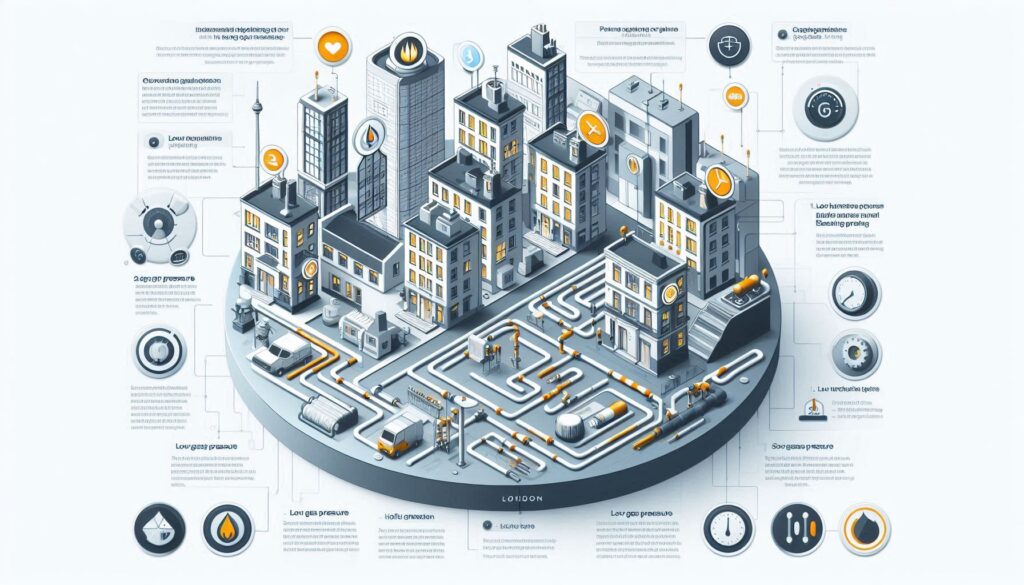 Property heating troubleshooting for low gas pressure in a London flat